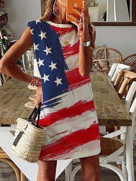 

Round Neck Sleeveless Casual Dresses, Multicolor, Mini Dresses