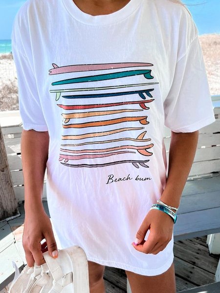 

Ombre Crew Neck Casual Cotton Blends Short Sleeve T-Shirt, White, T-Shirts
