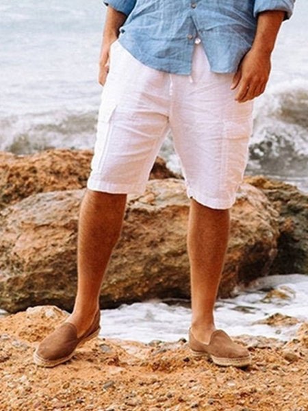 

Men's Cotton And Linen Are Comfortable And Comfortable, White, Shorts