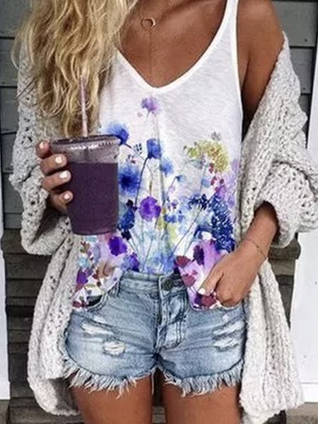

V Neck Color Block Loosen Short Sleeve Tops, Multicolor, T-Shirts