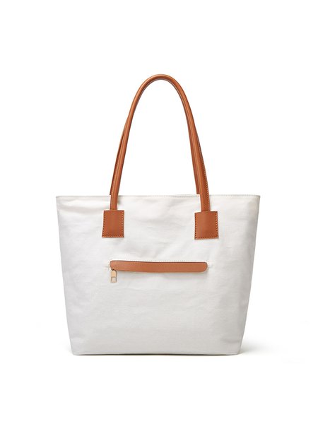 

Ladies Canvas Shopping Shoulder Bag Tote Bag, White, Bags