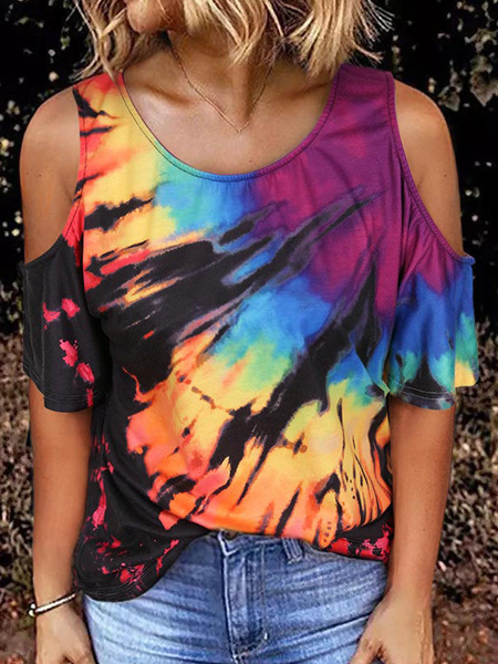 

Tie Dye Vacation Short Sleeve T-Shirt, Multicolor, T-Shirts