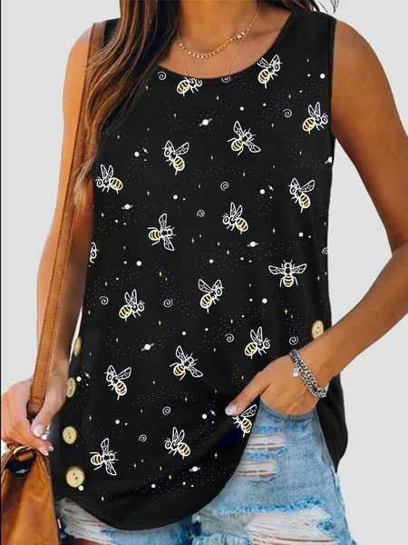 

Black Casual Crew Neck Animal Knit Tank, Tanks & Camis