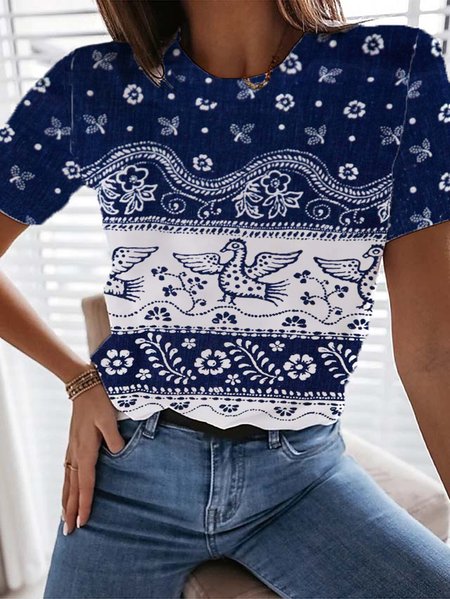 

Loosen Tribal Short Sleeve T-Shirt, Blue, T-Shirts