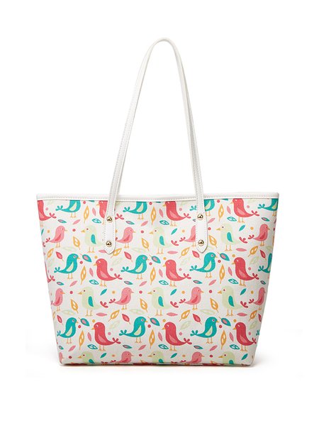 

JFN Women's Resort Style Leaf Print Zip Canvas Shoulder Bag Beach Bag, Color4, Women's Bags