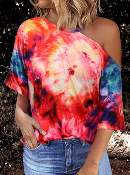 

Casual Tie Dye Loosen Short Sleeve T-Shirt, Multicolor, T-Shirts