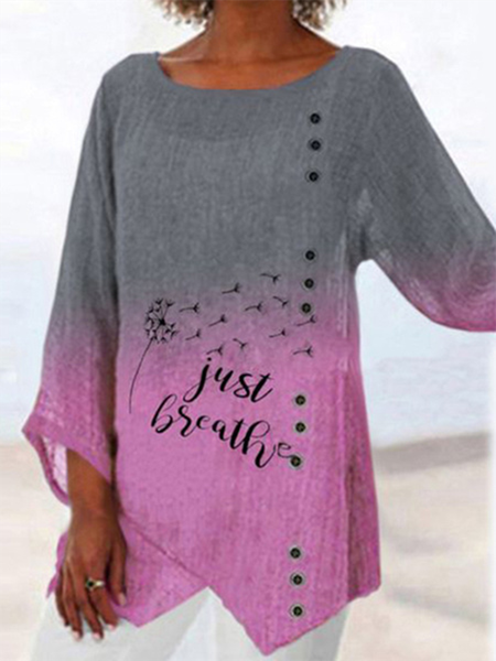 

Letter Crew Neck Long Sleeve Casual Tops, As picture, Tops
