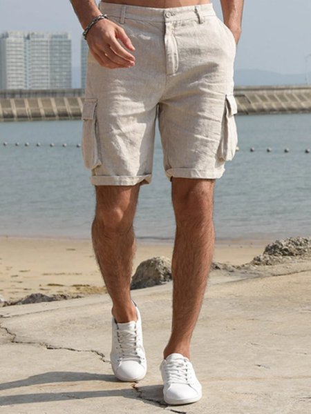 

Men's Cotton Linen Casual Fashion Shorts, Apricot, Shorts