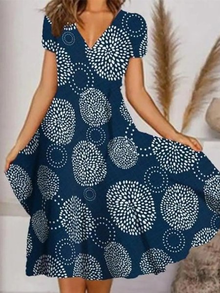 

Tribal Regular Fit Short Sleeve Knit Dress, Dark blue, Dresses