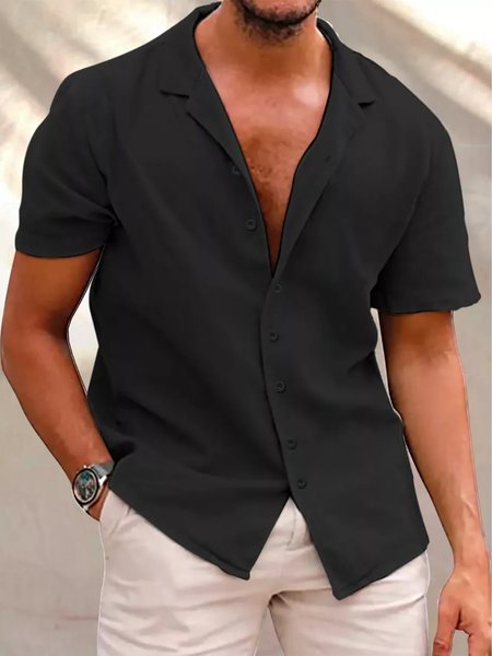 

Men’s Casual Short Sleeve Hawaiian Shirt, Black, Short Sleeves Shirts