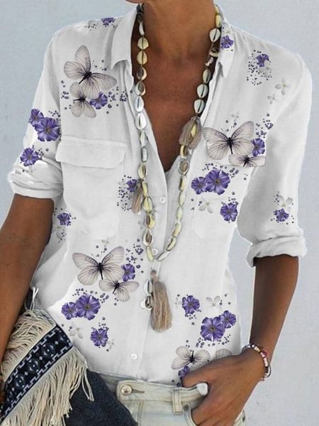

Regular Fit V Neck Vacation Short Sleeve Tops, White, Blouses & Shirts