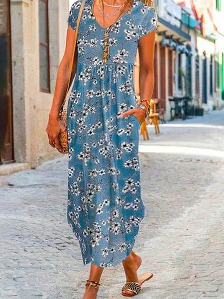 

Floral print hot spring new designer Short sleeve Knit Dress for women, Multicolor, Dresses