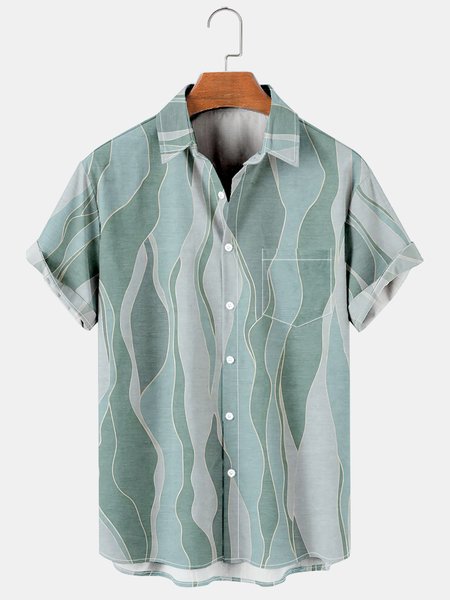 

Men's Geometric Printed Casual Short Sleeve Hawaiian Shirt with Chest Pocket, Aqua, Men's Floral shirt