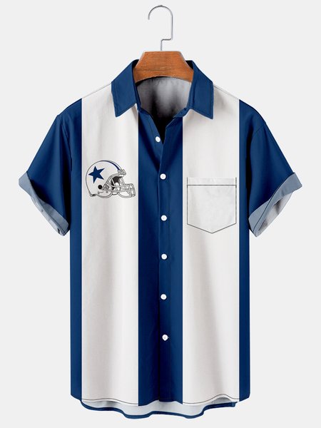 

Men's Casual Breathable Short Sleeve Hawaiian Shirt with Chest Pocket, Blue, Men's Floral shirt