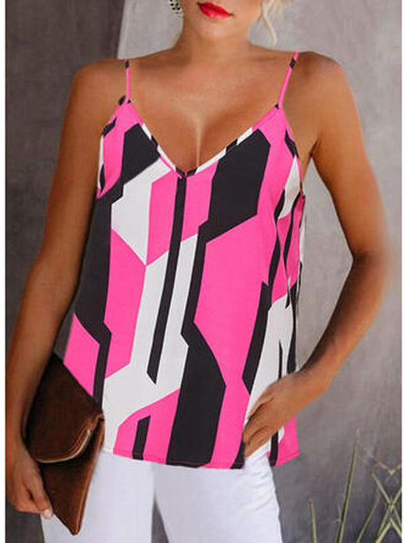 

Loosen V Neck Geometric Women Tank, Multicolor, Tanks & Camis