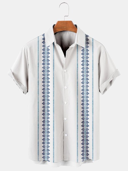

Men's Renaissance Print Casual Breathable Short Sleeve Shirt, As picture, Men's Floral shirt