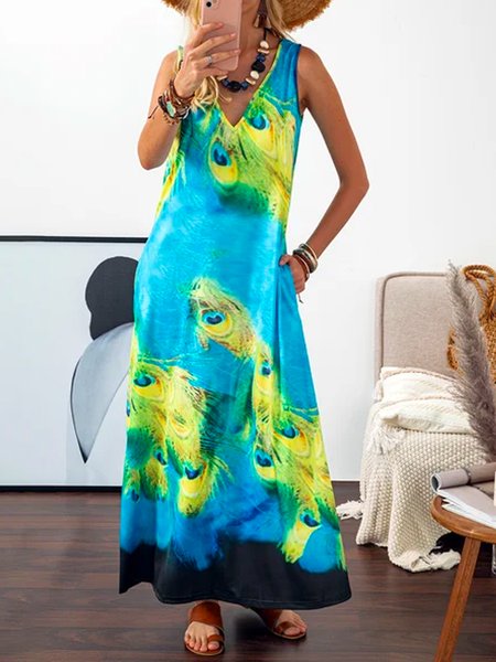 

Casual Famous Paintings Print Sleeveless Comfort Dress, Multicolor, Dresses