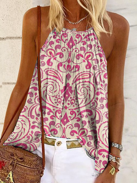 

Casual Loosen Spaghetti Woven Tank, Pink, Tank Top