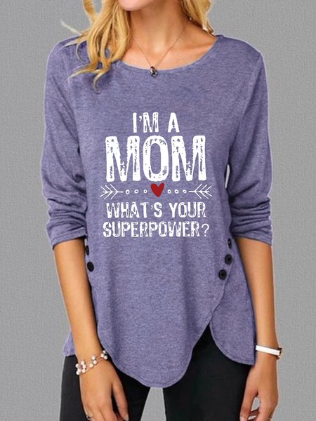 

I'm A Mom What's Your Superpower Long-sleeve Shirt, Purple, Long sleeves