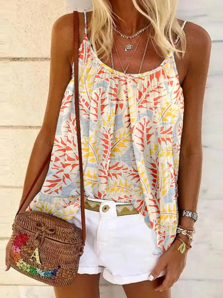 

Vacation Spaghetti Plants Woven Tank, Multicolor, Tanks & Camis