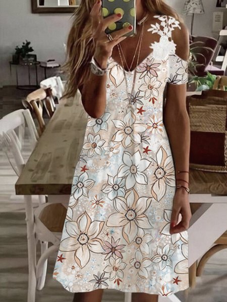 

Vacation Loosen Short Sleeve Knit Dress, Multicolor, Dresses