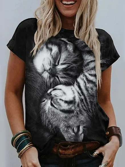 

Animal Crew Neck Short Sleeve T-Shirt, Black, T-Shirts
