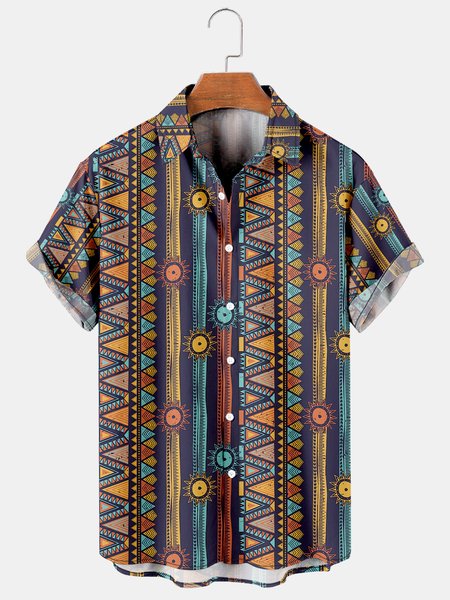 

Men's Renaissance Vintage Striped Print Casual Breathable Short Sleeve Shirt, Yellow, Men's Floral shirt