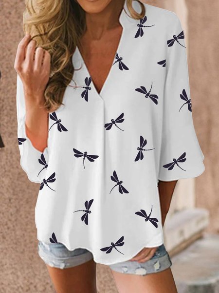 

V Neck Long Sleeve Tops, White, Tops