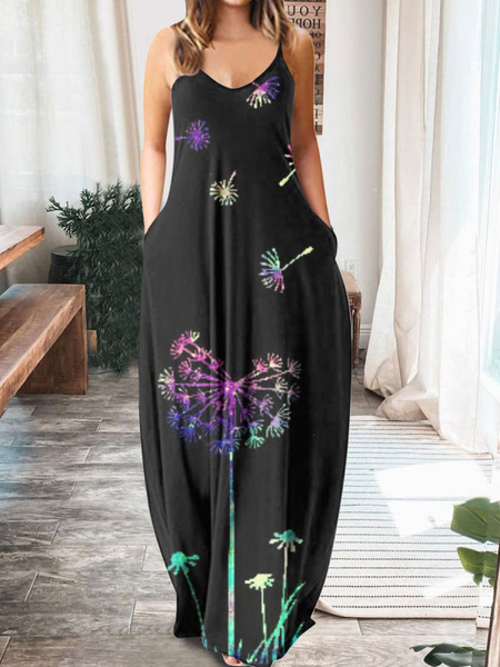

Boho Short Sleeve Knit Dress, Black, Floral Dresses