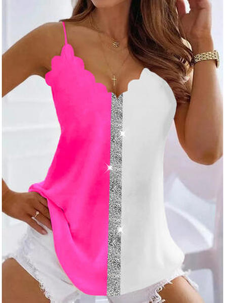 

Geometric Vacation V Neck Knit Tank, Multicolor, Tanks & Camis