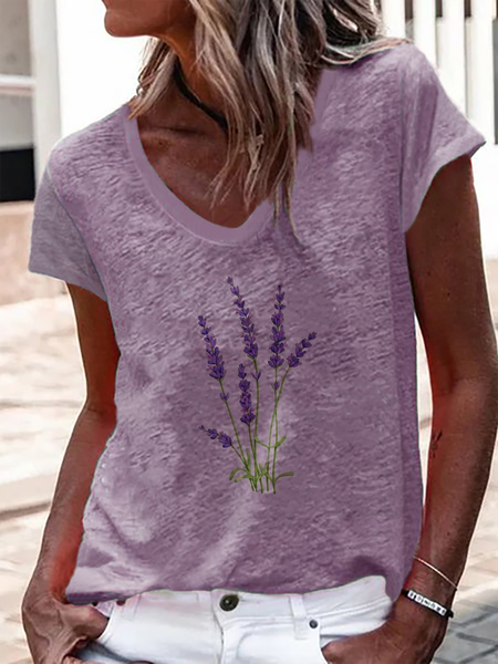 

Plus size Lavendel Casual Short Sleeve T-Shirt, Purple, T-Shirts