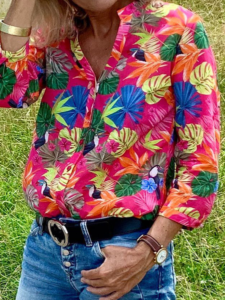 

Tropical Vacation Mid Sleeve Blouse, Multicolor, Blouses & Shirts