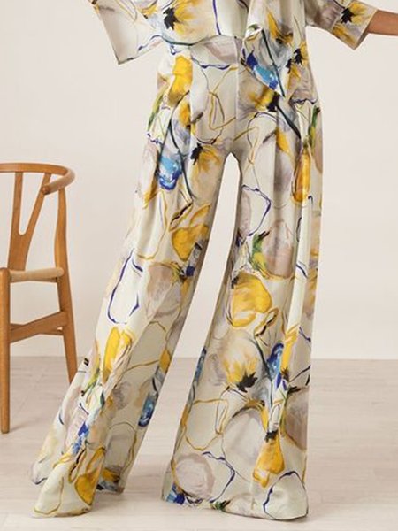 

Daily Long Regular Fit Casual Pants, Apricot, Wide Leg Pants