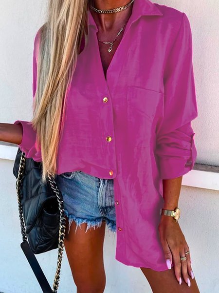 

Casual Loosen Cotton Long Sleeve Blouse, As picture, Blouses & Shirts