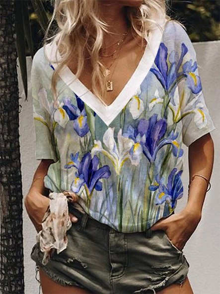 

Casual Short Sleeve Tops, White, T-Shirts