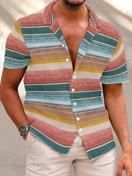 

Southwest Stripes Men's Shirts, As picture, Short Sleeves Shirts