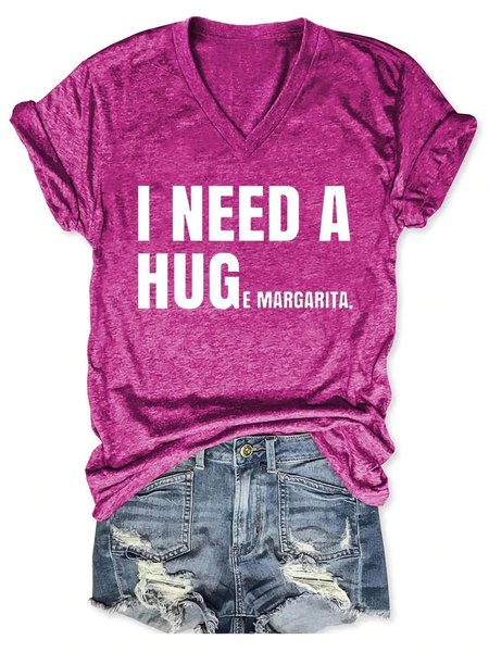 

Women's I Need A Huge Margarita V-Neck T-Shirt, Rose red, T-shirts