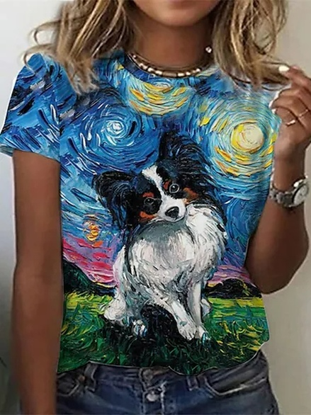 

Crew Neck Animal Short Sleeve T-Shirt, Multicolor, T-Shirts