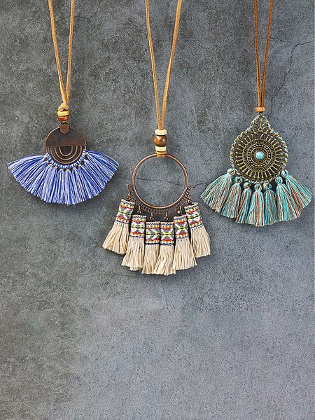 

JFN Ethnic Handwoven Tassel Necklace, Color8, Necklaces