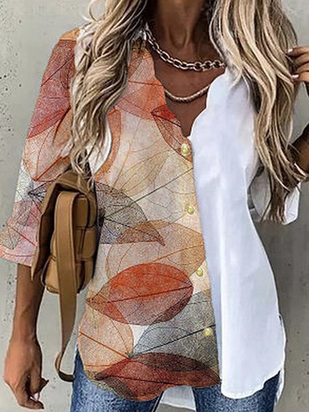 

Vacation Loosen V Neck Mid Sleeve Blouse, White, Shirts & Blouses