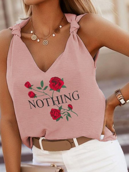

Floral Vacation Loosen Short Sleeve Tops, Pink, Tanks & Camis