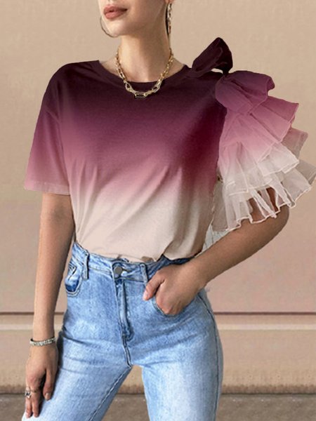 

Daily Ombre Crew Neck Short Sleeve T-Shirt, Crimson, Tees