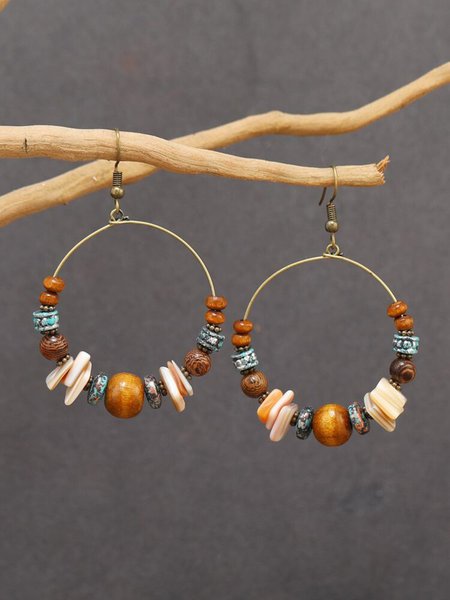 

JFN Bohemian Hand Beaded Shell Earrings, As picture, Earrings