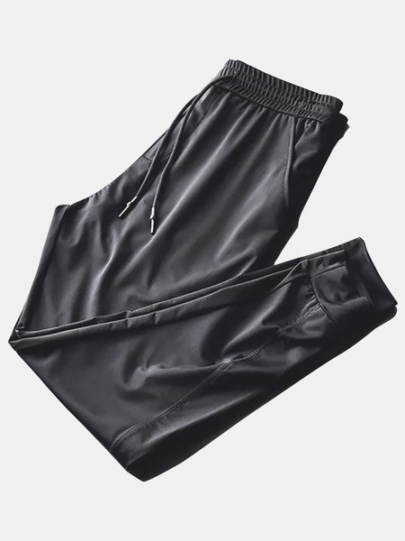 

Men's Elastic Waist Sports Pants, Black, Pants