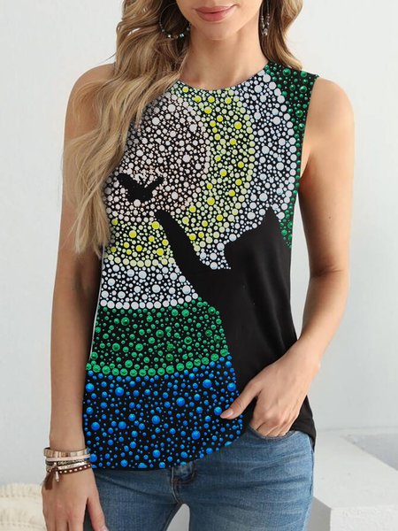 

Casual Animal Loosen Ombre Crew Neck Knit Tank, Multicolor, Tanks & Camis