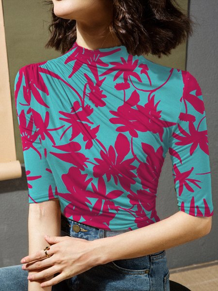 

Floral Casual Half Sleeve Regular Fit Top, Multicolor, Tops