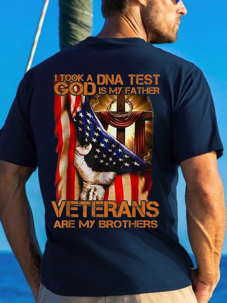 

God Is My Father Veterans Are My Brothers Casual T-Shirt, Purplish blue, T-shirts
