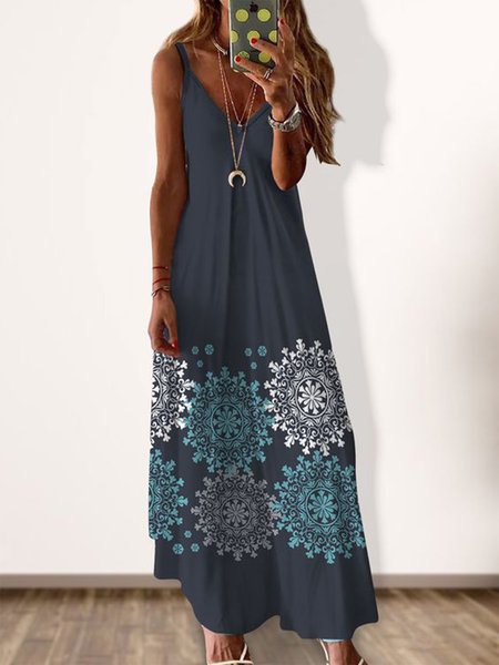 

Tribal Regular Fit Sleeveless Knit Dress, Multicolor, Dresses