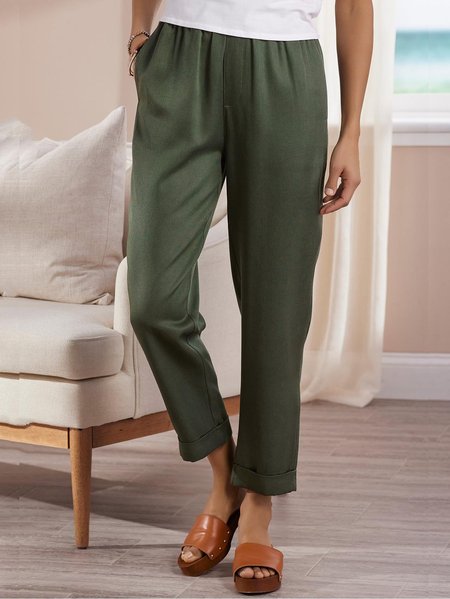 

Plain Loosen Pants, Army green, Bottoms