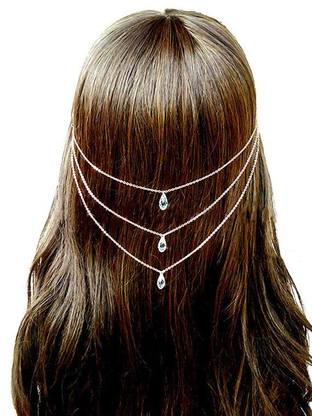 

Bohemian Chain Rhinestone Tiara, Golden, Women Hair Accessories